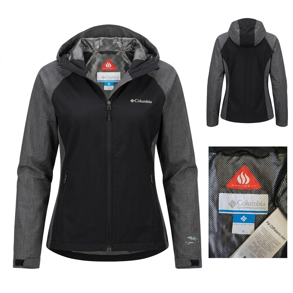 Columbia Women’s Omni-Heat Hybrid Softshell Jacket Black Grey Heather M